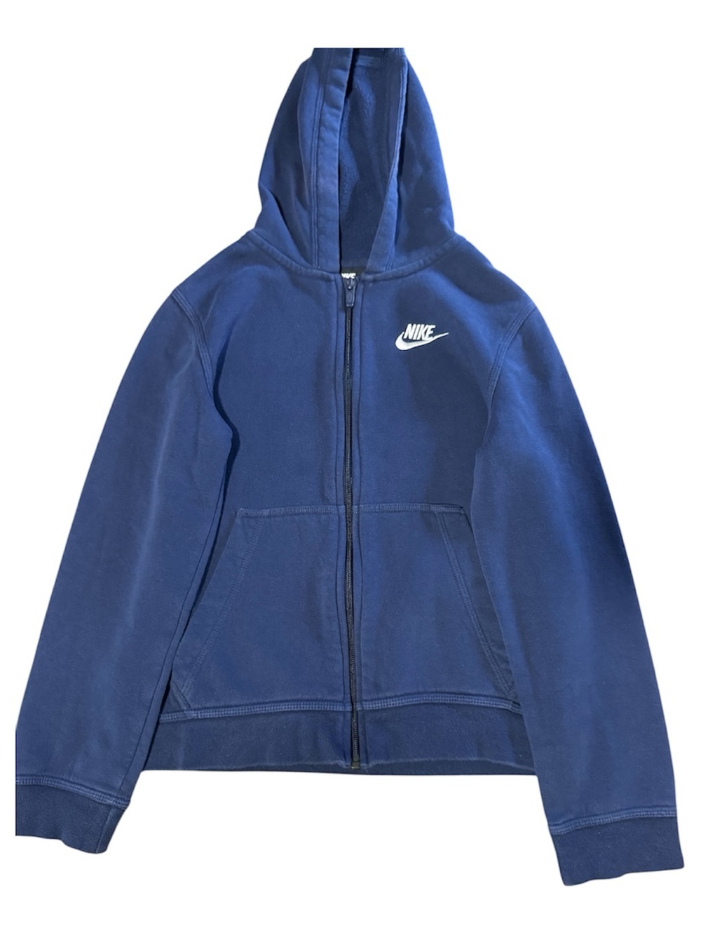 Nike Boys Medium Full Zip Hoodie Navy Blue Standard Fleece Sweatshirt Youth M